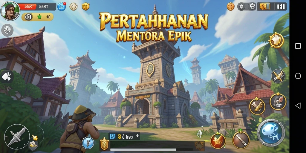 Tampilan gameplay menarik dalam Tower Defense 55RT.