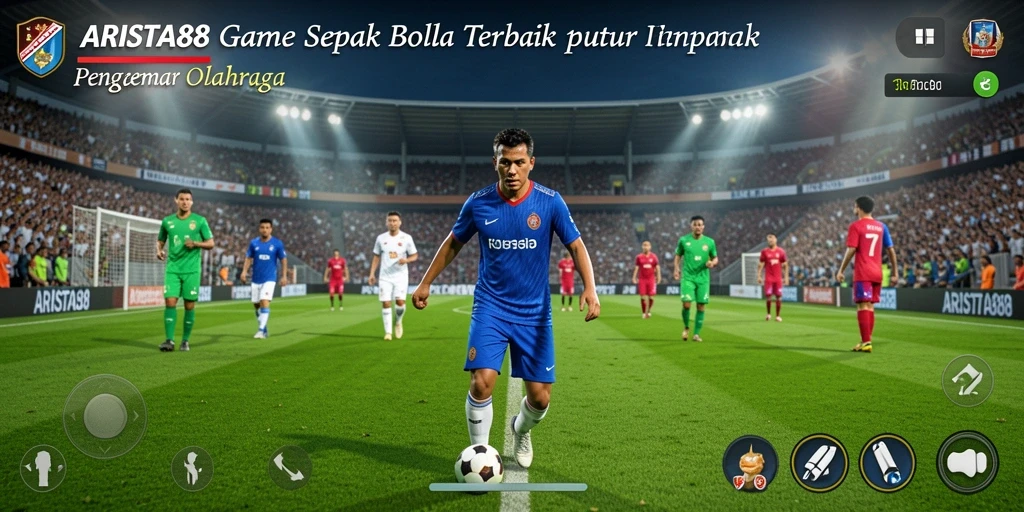 Tangkapan layar utama game ARISTA88 menampilkan aksi pertandingan sepak bola yang seru.