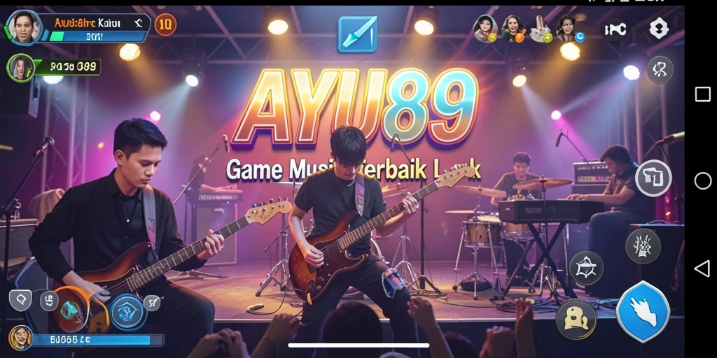 Tampilan antarmuka AYU89 yang menarik dan gameplay musik yang seru.