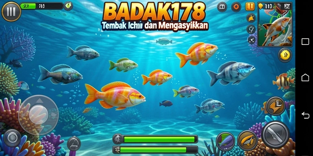 Tampilan gameplay seru saat menembak ikan di BADAK178.