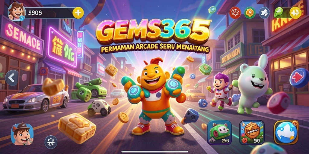 Tampilan gameplay seru dan penuh warna dalam GEMS365.