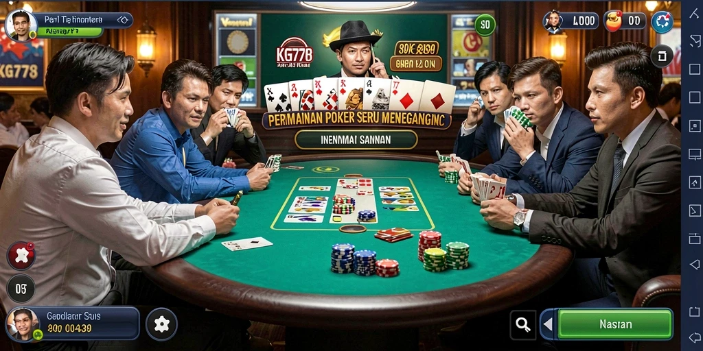 Tampilan gameplay menyenangkan dalam KG778 dengan suasana Poker yang hidup.