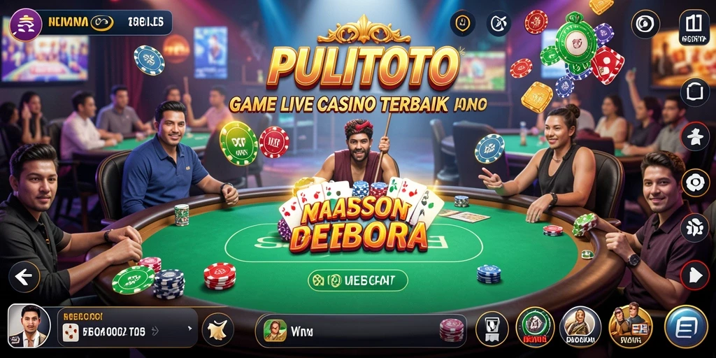 Tampilan gameplay PULITOTO yang menegangkan dengan dealer live dan meja permainan.