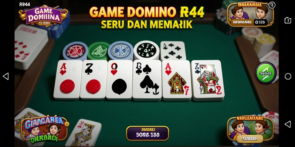 Screenshot gameplay RR44 yang menampilkan momen mendebarkan dalam permainan Domino.