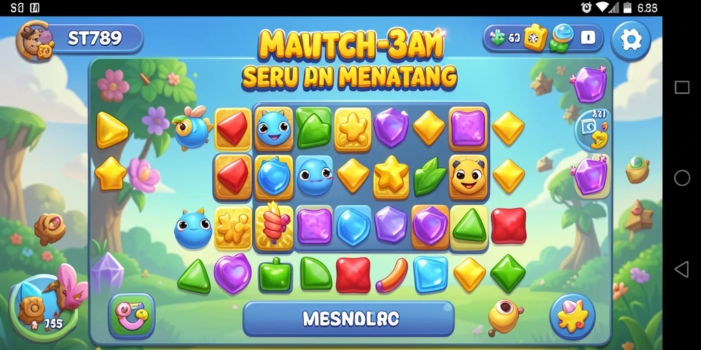 Tangkapan layar gameplay ST789 dengan tampilan menarik dari level Match-3.
