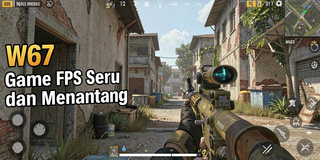 Tampilan gameplay W67 dengan aksi tembak-menembak yang intens dan menegangkan.